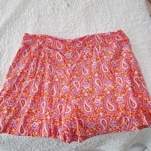 Boden US 18 UK 22 Pink Orange White Shorts Sode Zipper Pockets